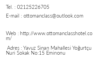 Ottoman Class Hotel iletiim bilgileri